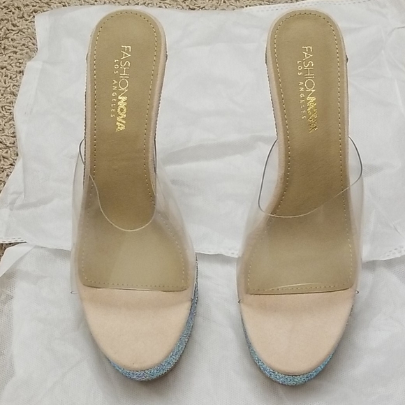 Clear/Transparent Iridescent Stone Heels - Picture 2 of 8